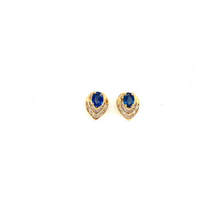 Sirena - Sapphire and Diamond 14K Solid Gold Earrings