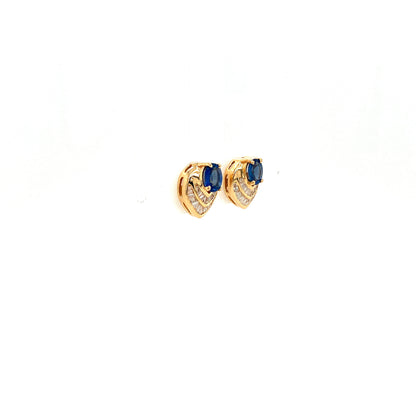 Sirena - Sapphire and Diamond 14K Solid Gold Earrings