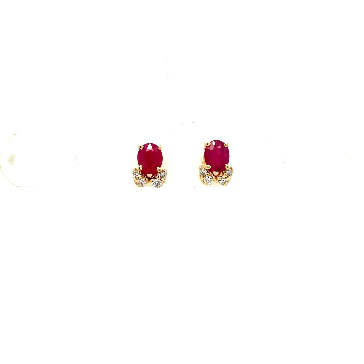Ruby Rush - Ruby and Diamond 14K Solid Yellow Gold Earrings