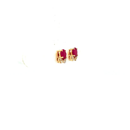 Ruby Rush - Ruby and Diamond 14K Solid Yellow Gold Earrings