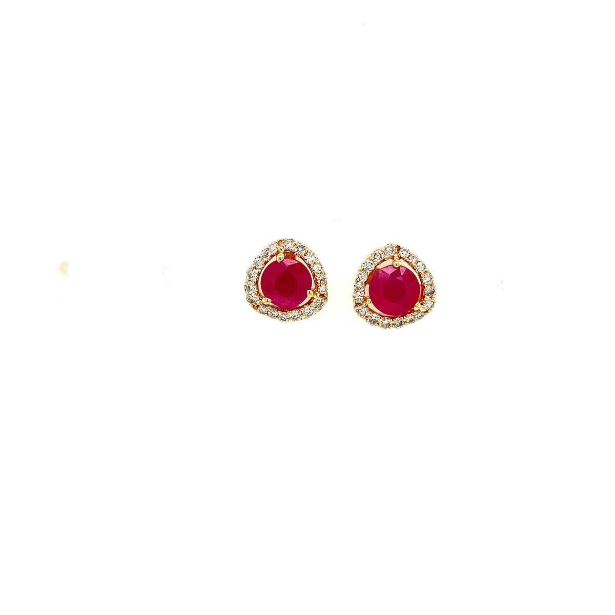 Ruby Riot - Ruby and Diamond 14K Solid Yellow Gold Earrings