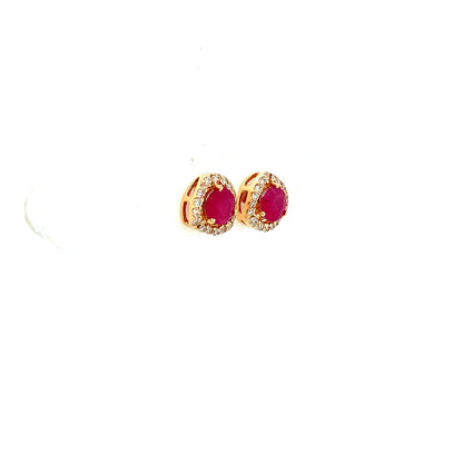 Ruby Riot - Ruby and Diamond 14K Solid Yellow Gold Earrings