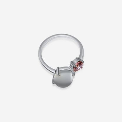 Moonstone & Pink Tourmaline 14K Solid Gold Ring