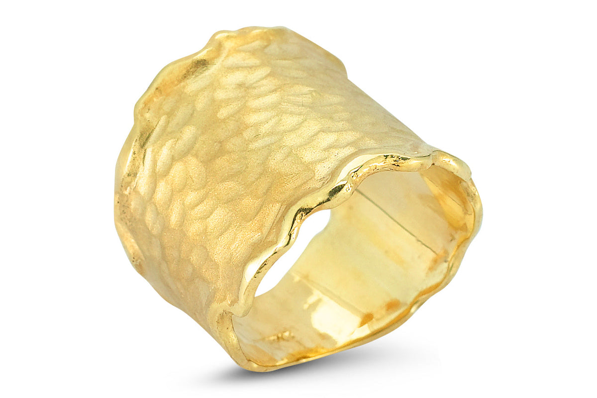 YHLQMDLG Edge Hammered Gold Ring