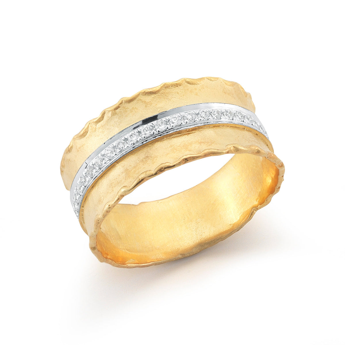 Olas 14K Solid Gold Pavé Diamond Scallop Ring