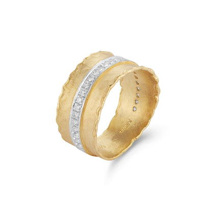 Olas 14K Solid Gold Pavé Diamond Scallop Ring