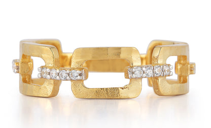 Link-Up 14K Solid Gold Pavé Diamond Open Link Ring