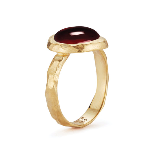 A Little Drama - Cabochon Garnet Gold Cocktail Ring