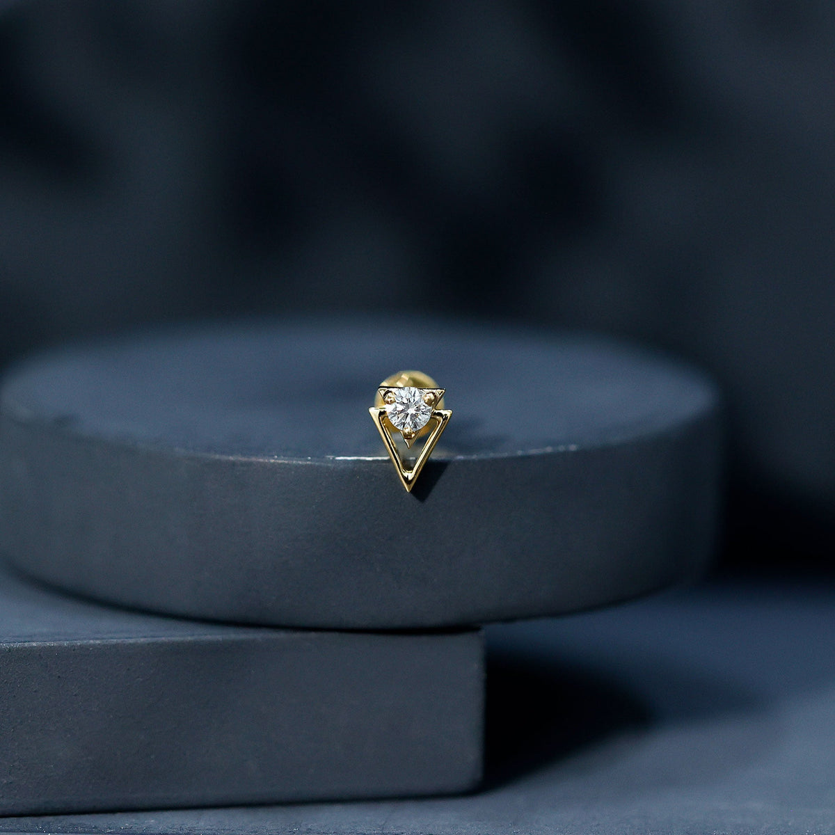 GND Diamond Solitaire Triangle Cartilage Earring
