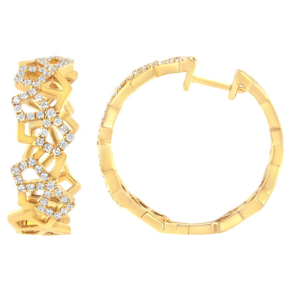 The Hive 14K Solid Gold Natural Diamond Honeycomb Hoop Earrings