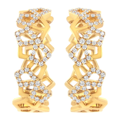 The Hive 14K Solid Gold Natural Diamond Honeycomb Hoop Earrings