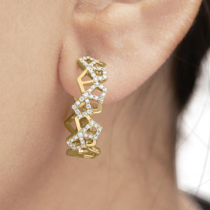The Hive 14K Solid Gold Natural Diamond Honeycomb Hoop Earrings