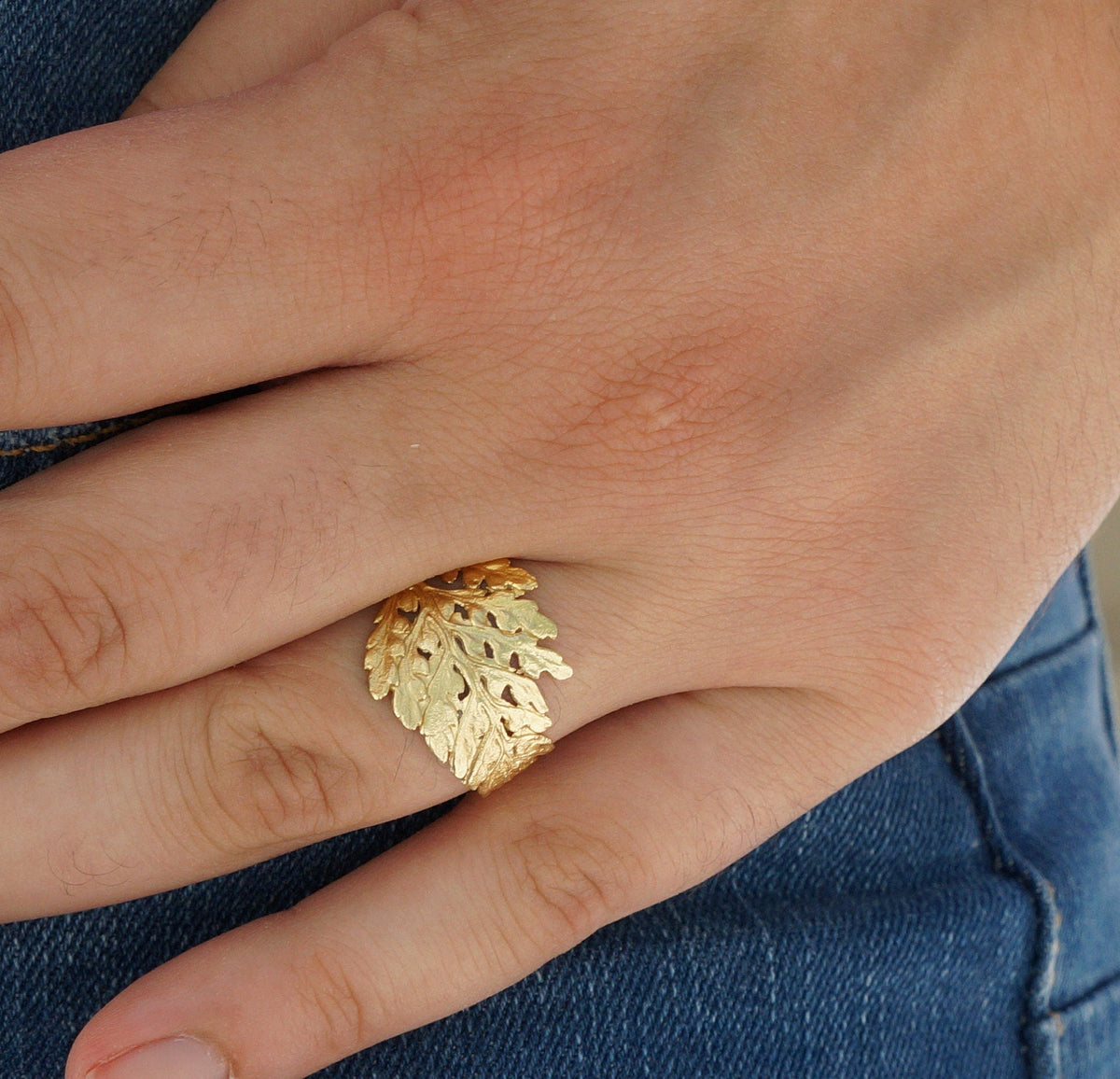 Fern Leaf Handmade Solid Gold Ring