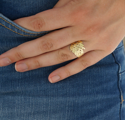 Fern Leaf Handmade Solid Gold Ring