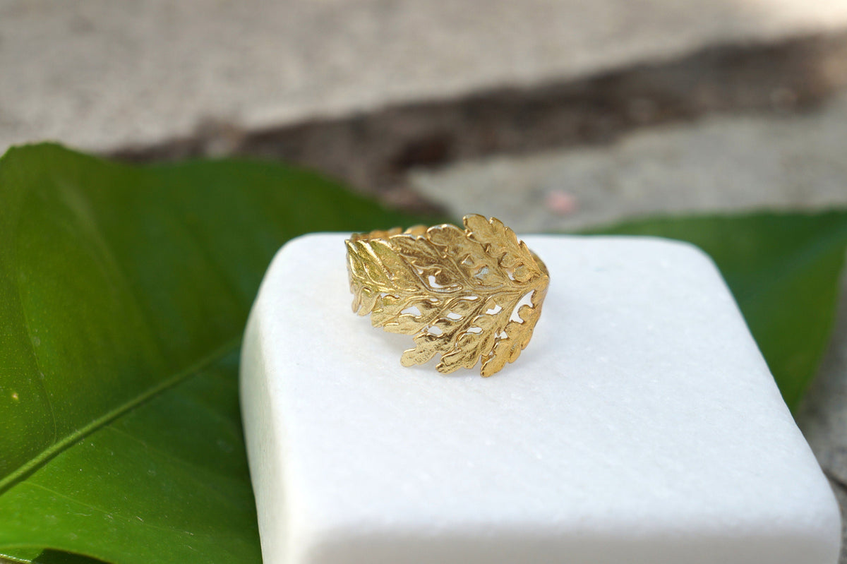 Fern Leaf Handmade Solid Gold Ring