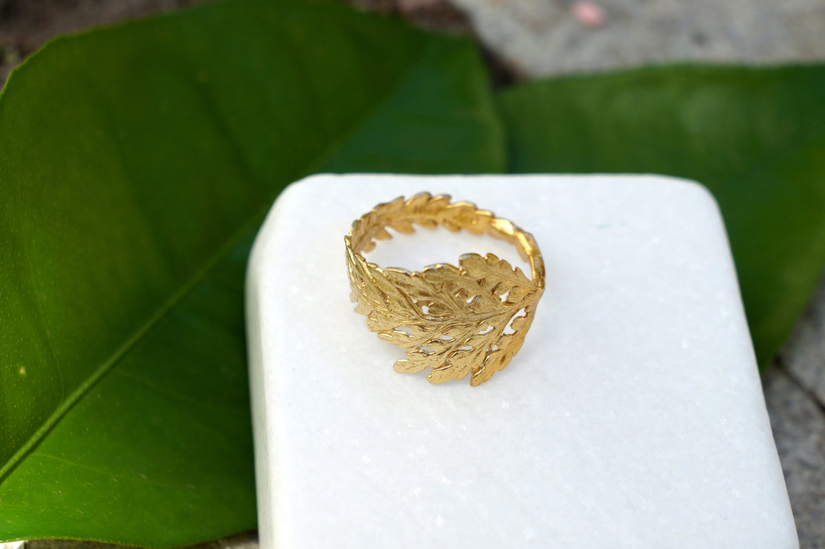 Fern Leaf Handmade Solid Gold Ring