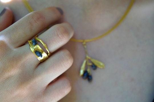 Oliveia Solid Gold Olive Leaf Ring