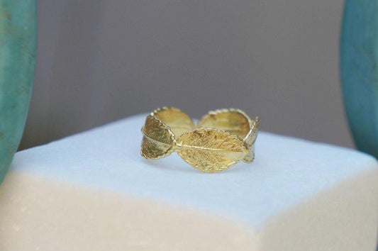 Endless Leaves Handmade Rose Leaf Gold Ring