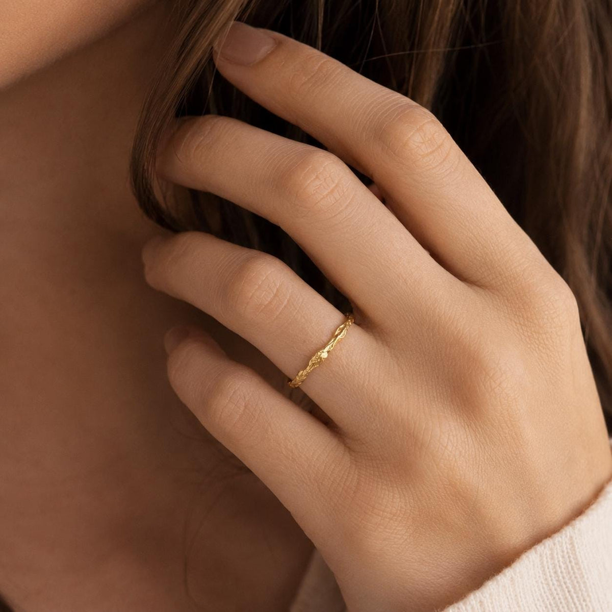 Cypress Eternity Handmade Solid Gold Ring