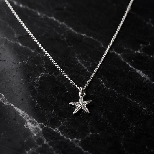 Solid Gold Starfish Pendant, Handmade Minimalist Jewelry, Ocean Pendant for Beach, Gift for Health and Longevity, Real Gold (9K, 14K, 18K)