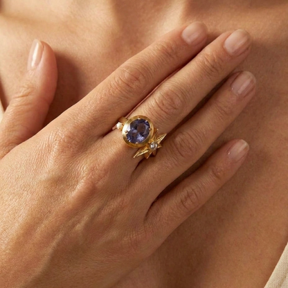 Galaxy 14K Solid Gold Mystic Tourmaline Statement Ring